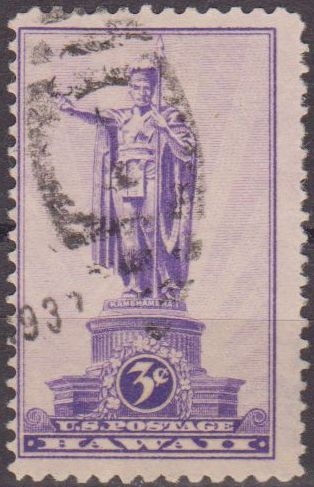 Z vendido USA 1937 Scott 799 Sello Estatua de Kamehameha Honolulu usado Estados Unidos Etats Unis 